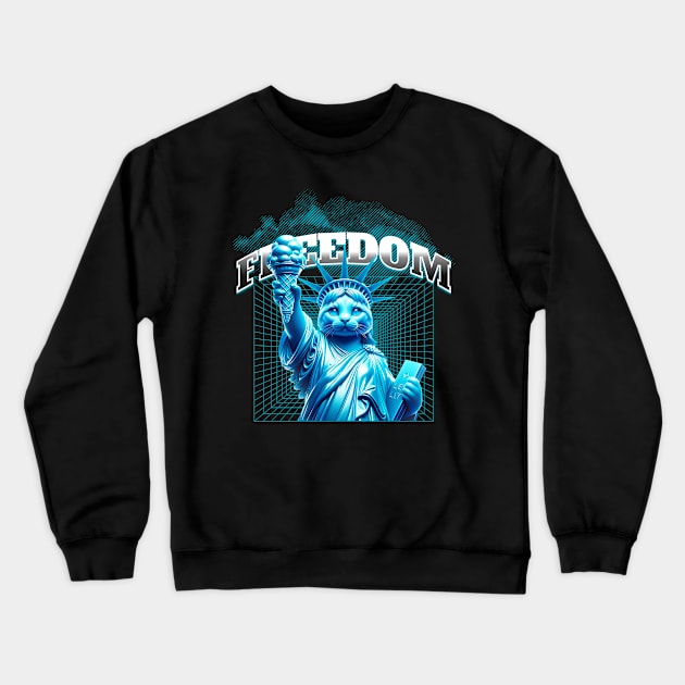 liberty statue parody cat Crewneck Sweatshirt by Dracoola